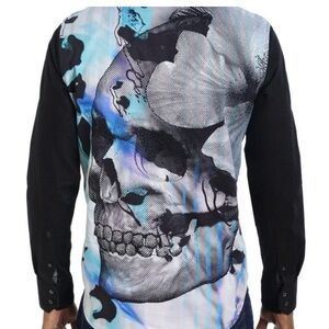 Robert Graham Blue Graphic Skull Shirt